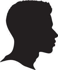 Male Head Silhouette Vector Illustration White Background