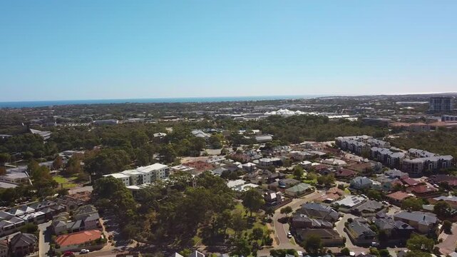 Joondalup, Perth - aerial panoramic view over northern suburb with ocean background