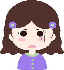 Anxious girl, little girl with hair, little girl, little child, little girl with flower, mood