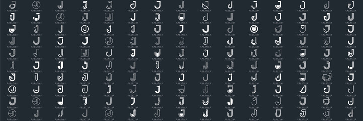 Mega logo collection, Abstract letter J logo design. icons for business	