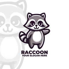 Cute Raccoon Logo Vector Design