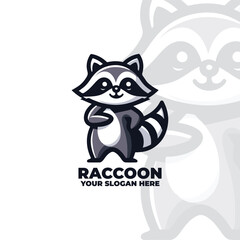 Cute Raccoon Logo Vector Design