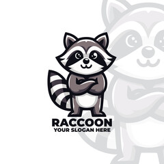 Cute Raccoon Logo Vector Design