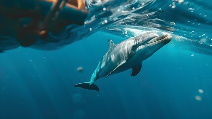 Playful Dolphin Swimming Alongside a Boat Capturing the Joy and Freedom of Marine Life