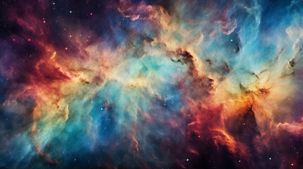 Nebulaic Symphony an extraordinary astrophotography image with featuring vibrant shades of teal and magenta
