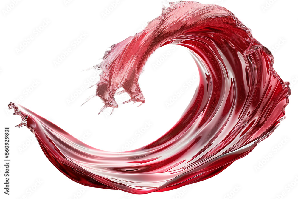 Poster red wave isolated on transparent background