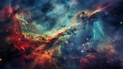 Nebulaic Symphony an extraordinary astrophotography image with featuring vibrant shades of teal and magenta