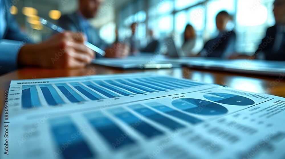 Poster business meeting with charts and graphs. close-up of charts and graphs on a table during a business 