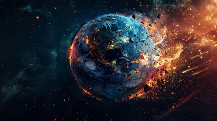 Obraz premium Stunning Image of Exploding Earth in Space, Generative AI
