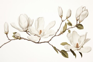 Botanical illustration magnolia flower blossom drawing