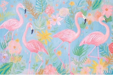 Flamingos art painting bird