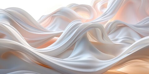 Abstract Swirling Fabric in White and Peach Tones