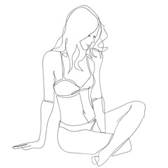 Line art of woman, continous line