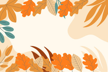 Flat autumn leaf vector element background