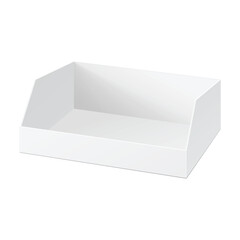 Naklejka premium Empty cardboard POS POI blank display show box holder for sale. Vector