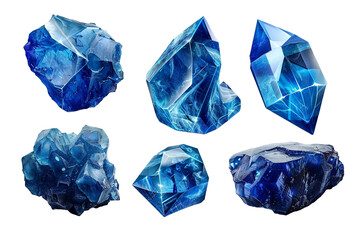 Naklejka premium set of blue gems isolated on transparent background