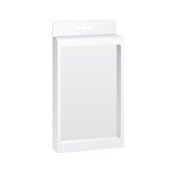 White product package box with a window. Vector illustration