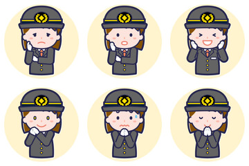 女性運転士のポーズセット_04