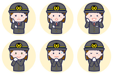 女性運転士のポーズセット_04