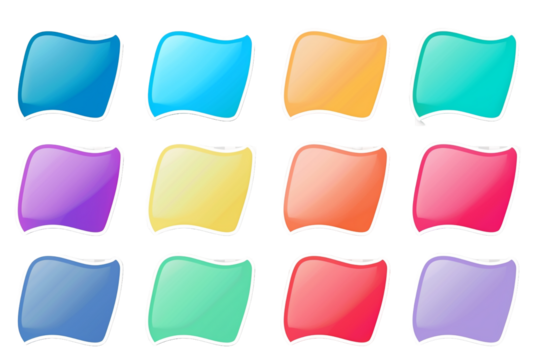 set of color sticker isolated on transparent background
