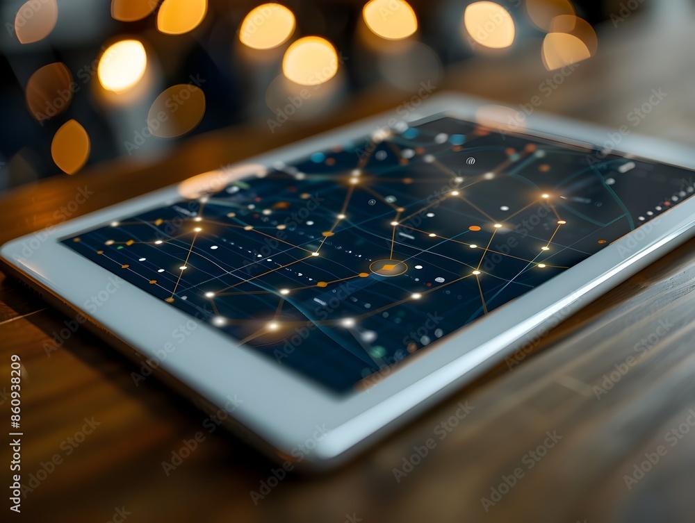 Aufkleber real time digital graph analytics on tablet for network traffic and business communications