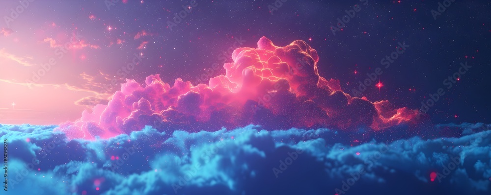 Poster visualization of cloud computing layers and software services concept