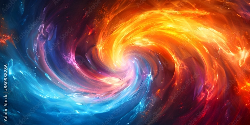 Poster a chaotic and energetic burst of spiral waves in a mesmerizing array of electrifying hues
