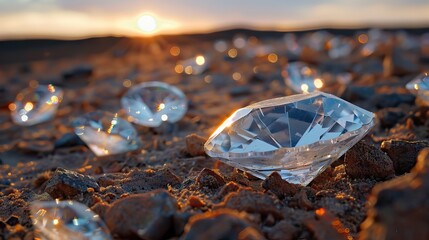 A ground covered with sparkling diamonds, symbolizing immense wealth, luxury, and opulence, creating a stunning visual of extravagance and high value. Generative AI