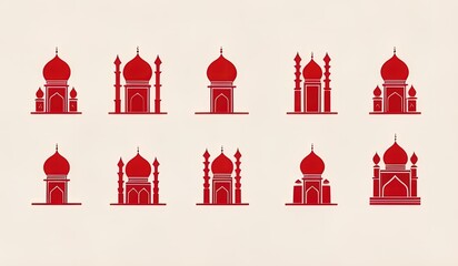 illustration of a set of icons mosque. icon set Ramadan or Ramadhan. icon set vector mosque. Ramadhan icons set promotion. benner. poster. Islamic. ikon masjid. 4k high quality. idea mosque Ramadan