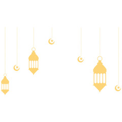 Ramadan Kareem Lantern Decoration with Moon and Star Ornament. Isolated on White Background.