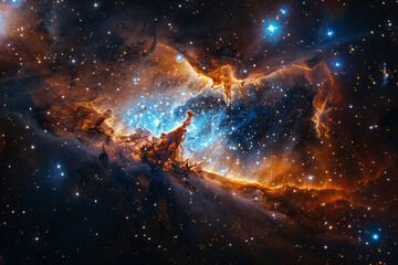 Starry night cosmos with a colorful space galaxy cloud nebula, universe science astronomy, supernova background wallpaper