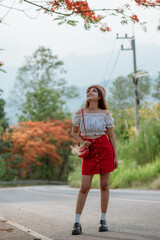 Travel to take photos at tourist attractions high in the mountains.