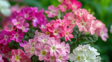 A bouquet of pink and white flowers with a green stem. Generate AI image