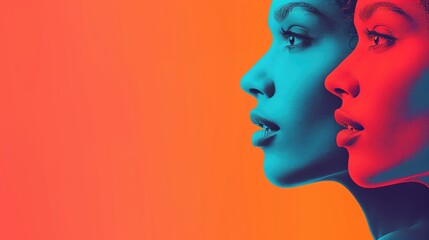 Design a modern template promoting gender equality, with striking colors and generous space for copy.