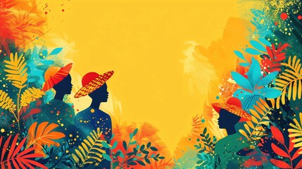 Illustrate a vibrant template focused on fair trade practices, with colorful visuals and clear text space.