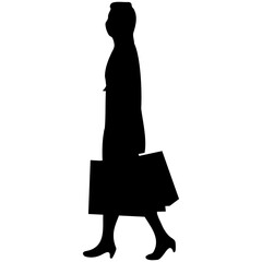 Women Shopping Silhouette. Isolated Vector Illustration in Flat Design.