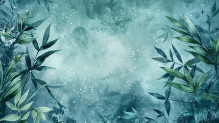 Lush Green Leaves with Abstract Background Generative AI