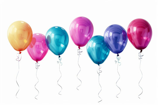 balloons in different colures on white background.