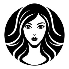 Beautiful lady's face logo icon silhouette vector illustration

