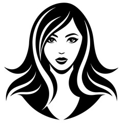 Beautiful lady's face logo icon silhouette vector illustration
