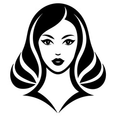 Beautiful lady's face logo icon silhouette vector illustration
