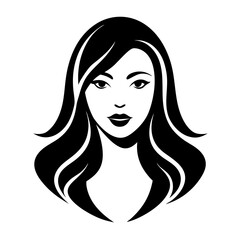 Beautiful lady's face logo icon silhouette vector illustration
