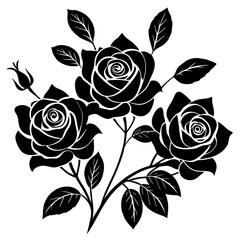 Rose icon silhouette vector illustration