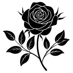 Rose icon silhouette vector illustration