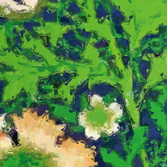 Oil Painting and Various Flowers, Roses, Peony, Butterflies, Beautiful Wedding Illustrations