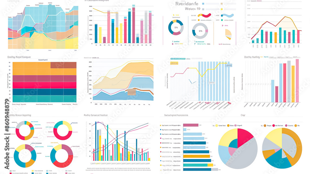 Poster a collection of colorful graphs and charts