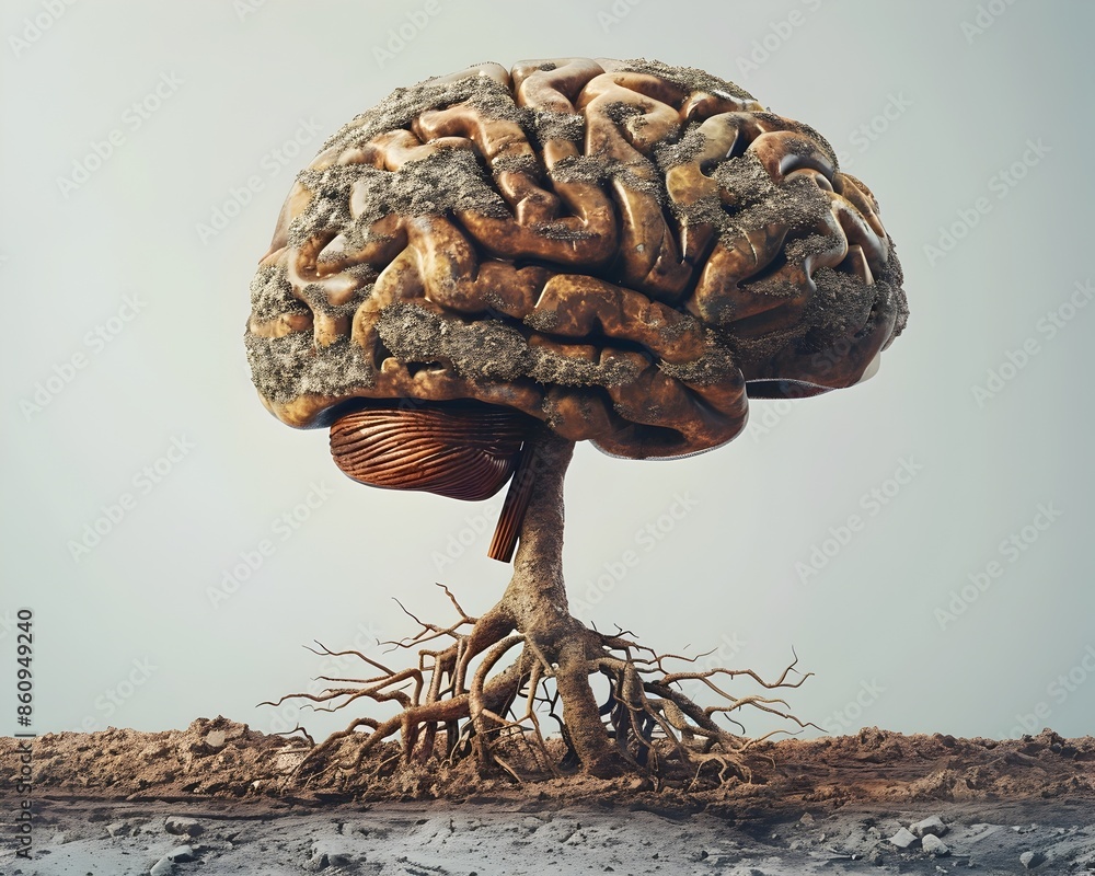 Aufkleber brain as roots a symbolic network of deep thinking and knowledge