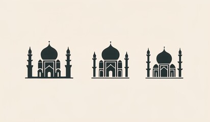 city landmarks and monuments. minaret building. mosque landmarks. icon set. symbol set. illustration of church. illustration of a temple
