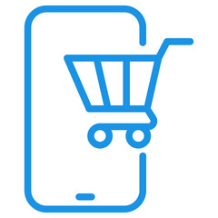 Online shopping icon with blue linear design