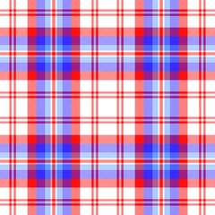 Tartan plaid pattern. Seamless check plaid in blue, red, and yellow for flannel shirt, bag, underwear, pyjamas, or other modern textile print. 